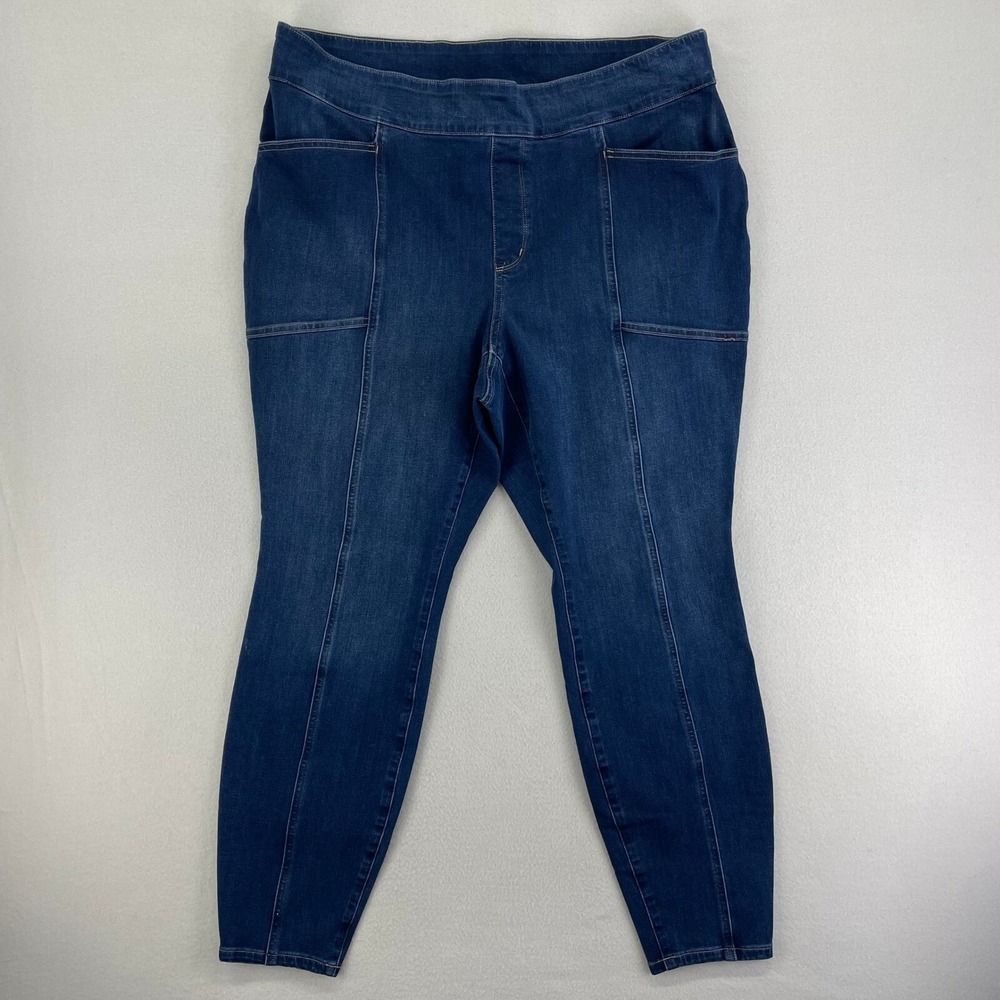 Duluth Trading Co. Pull-On Jean-netics Skinny Jeans Womens 16 Blue Stretch Ankle